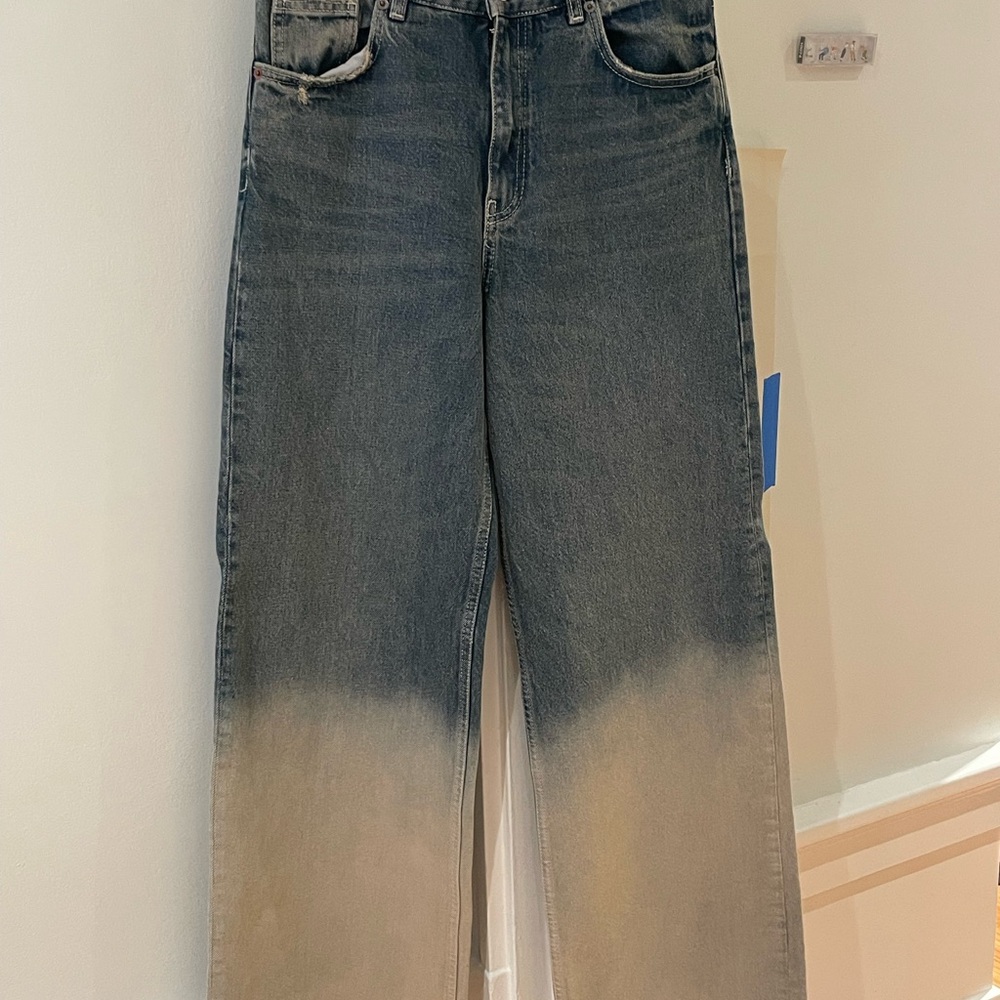 Zara Gray Straight Jeans with Vintage Look